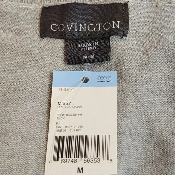 Covington Light Gray 3/4 Sleeve Open Cardigan Size M - Picture 5 of 6